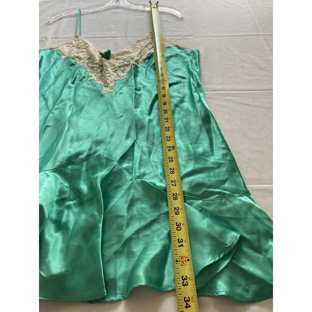 Vtg Victorias Secret Nightie Women L Satin Lace Gold Label Ruffle Hem Babydoll